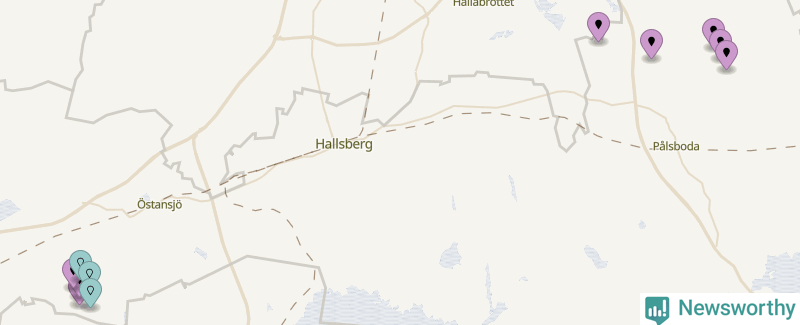 Karta över vindkraftverk i Hallsbergs kommun