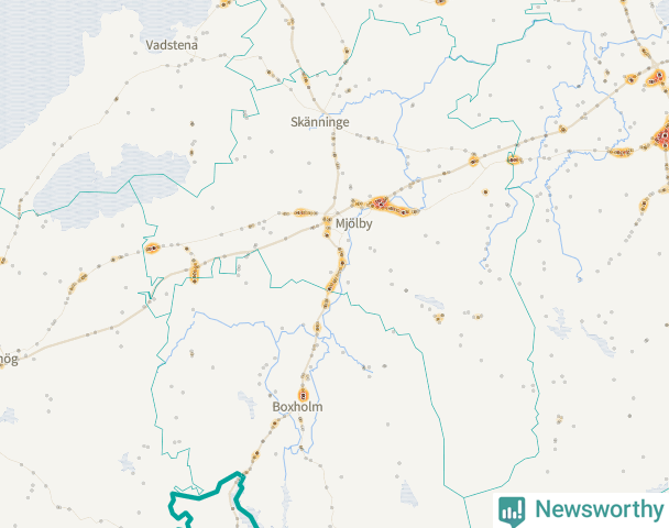 Karta över Mjölby kommun