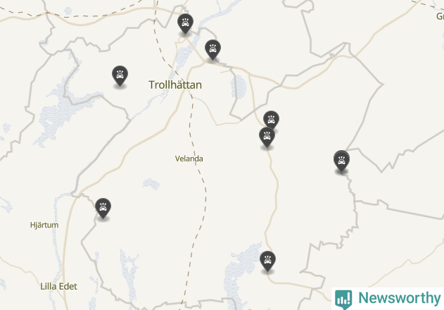 Karta över viltolyckor i Trollhättans kommun