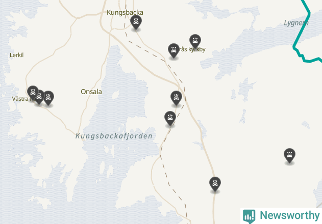 Karta över viltolyckor i Kungsbacka kommun