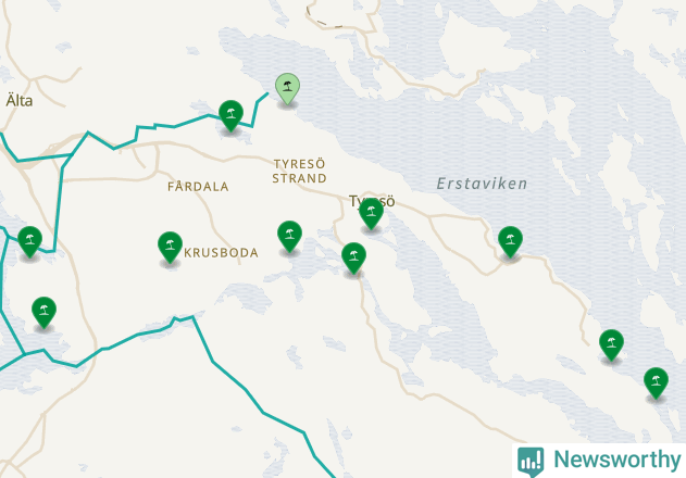 Karta över Tyresö kommun