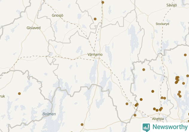 Karta över Värnamo kommun