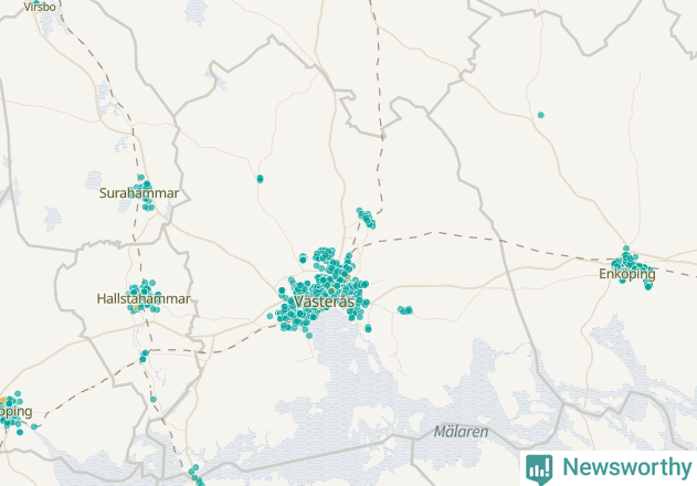 Karta över Västerås kommun