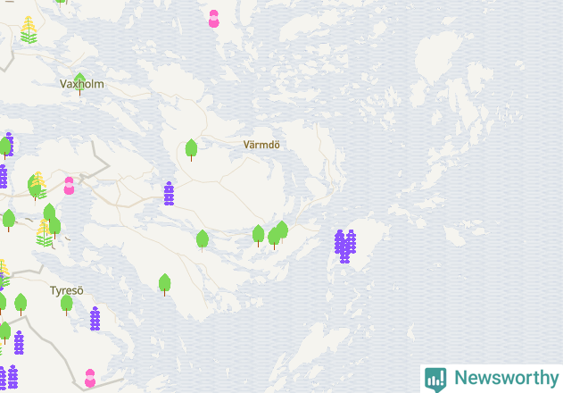 Karta över Värmdö kommun