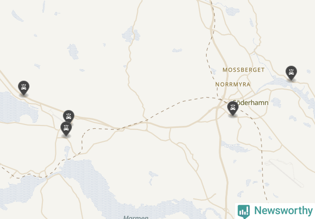 Karta över viltolyckor i Söderhamns kommun