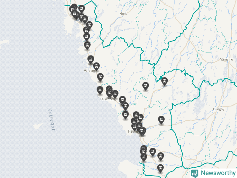 Karta över Hallands län