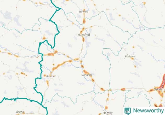 Karta över Hultsfreds kommun
