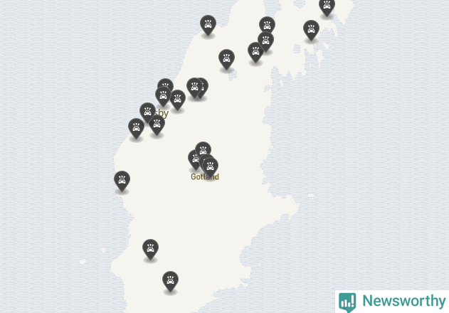 Karta över viltolyckor i Gotlands kommun