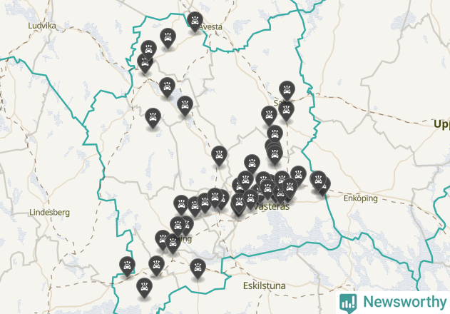 Karta över Västmanlands län