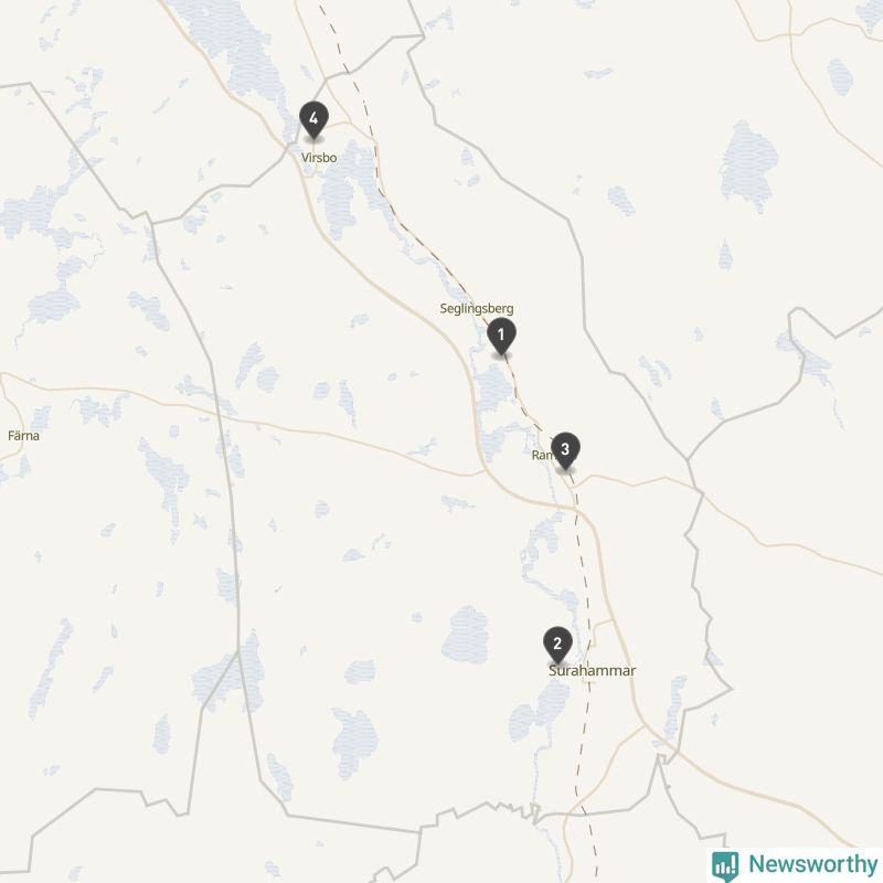 Karta över Surahammars kommun