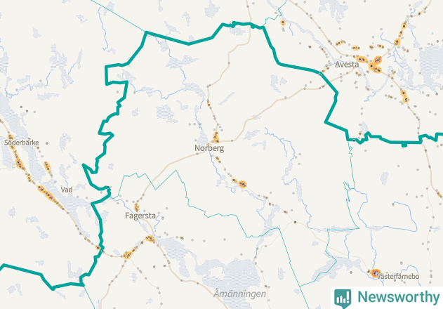 Karta över Norbergs kommun