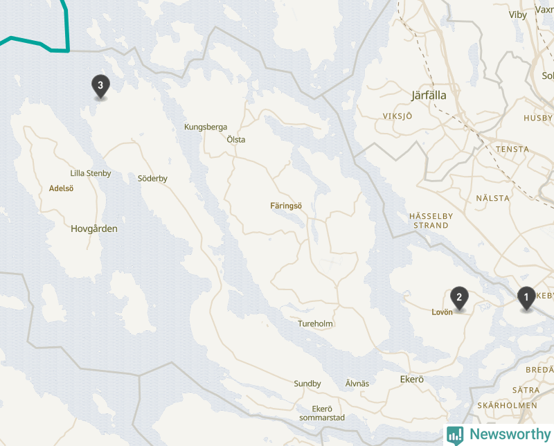 Karta över Ekerö kommun