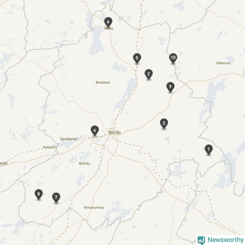 Karta över Borås kommun
