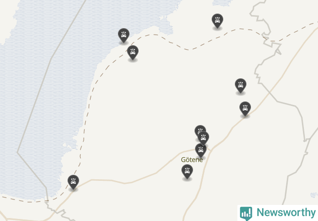 Karta över viltolyckor i Götene kommun