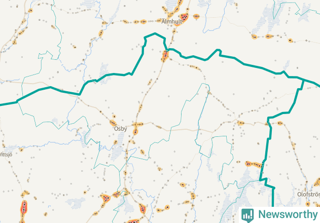 Karta över Osby kommun
