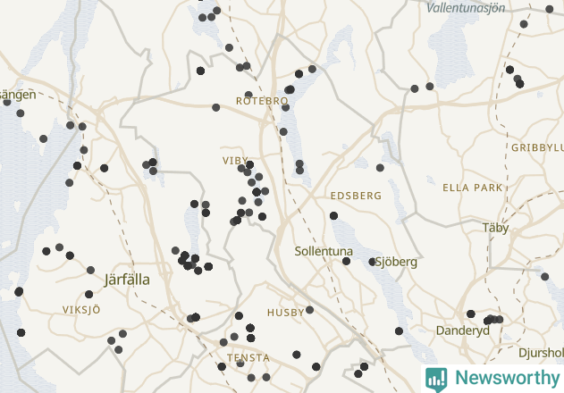 Karta över Sollentuna kommun