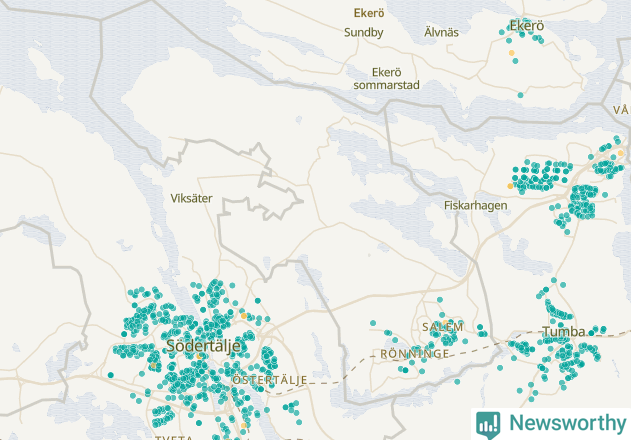 Karta över Salems kommun