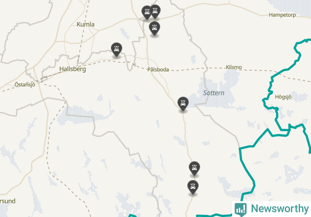 Karta över viltolyckor i Hallsbergs kommun