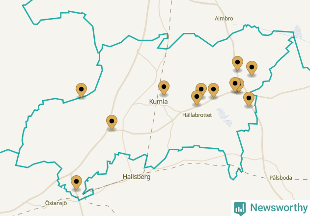 Karta över Kumla kommun
