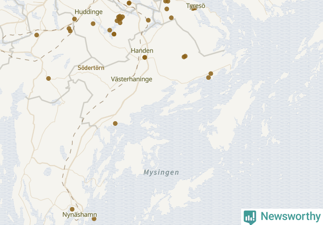 Karta över Haninge kommun