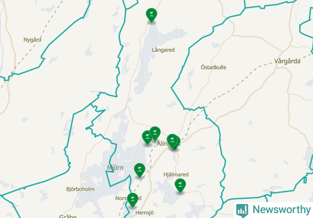 Karta över Alingsås kommun