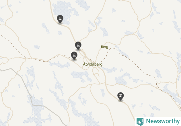 Karta över viltolyckor i Åtvidabergs kommun