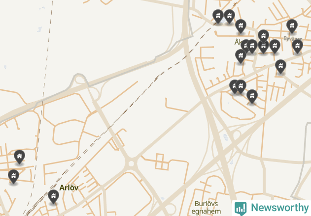 Karta över Burlövs kommun