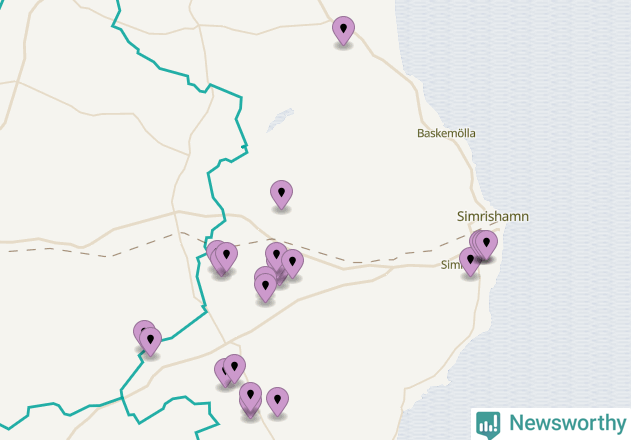 Karta över vindkraftverk i Simrishamns kommun