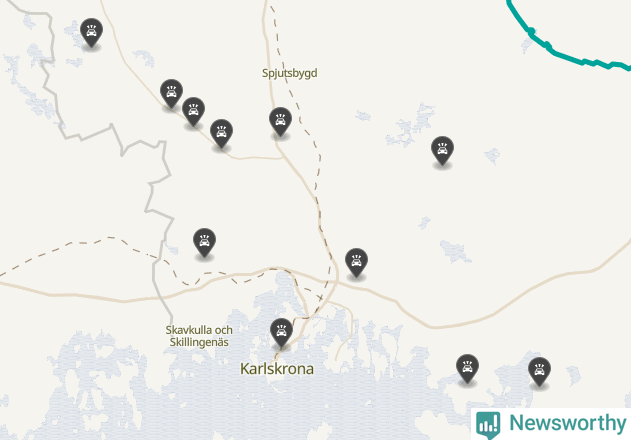Karta över viltolyckor i Karlskrona kommun