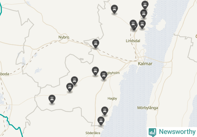 Karta över viltolyckor i Kalmar kommun