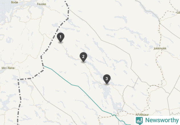 Karta över väderstationer i artikeln