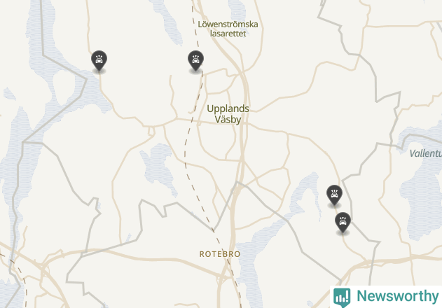 Karta över viltolyckor i Upplands Väsby kommun