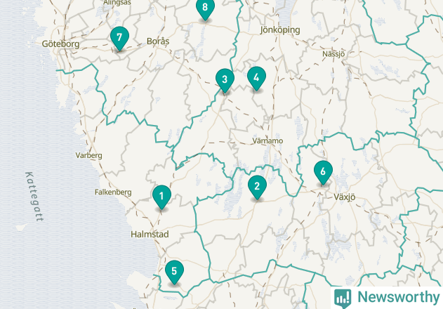 Karta över Hylte kommun