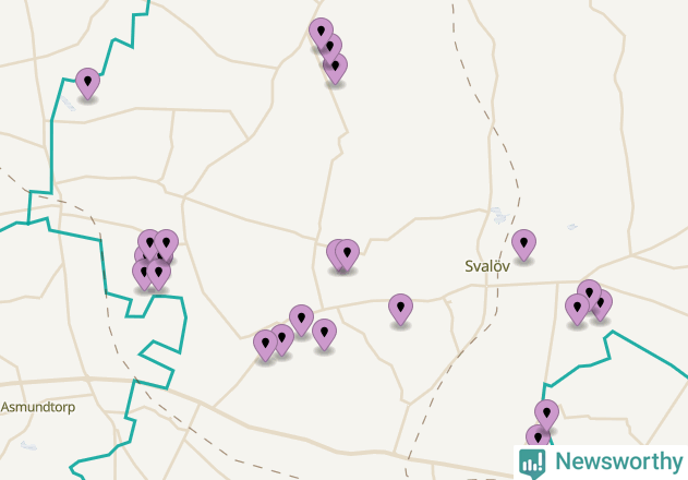 Karta över vindkraftverk i Svalövs kommun