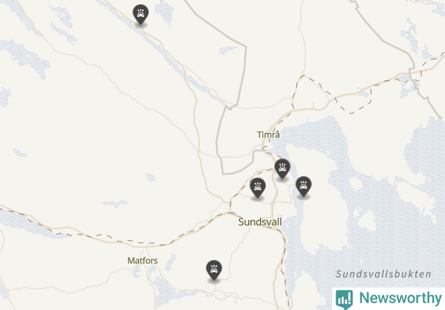 Karta över viltolyckor i Sundsvalls kommun