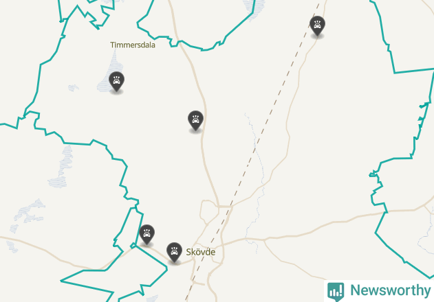 Karta över viltolyckor i Skövde kommun