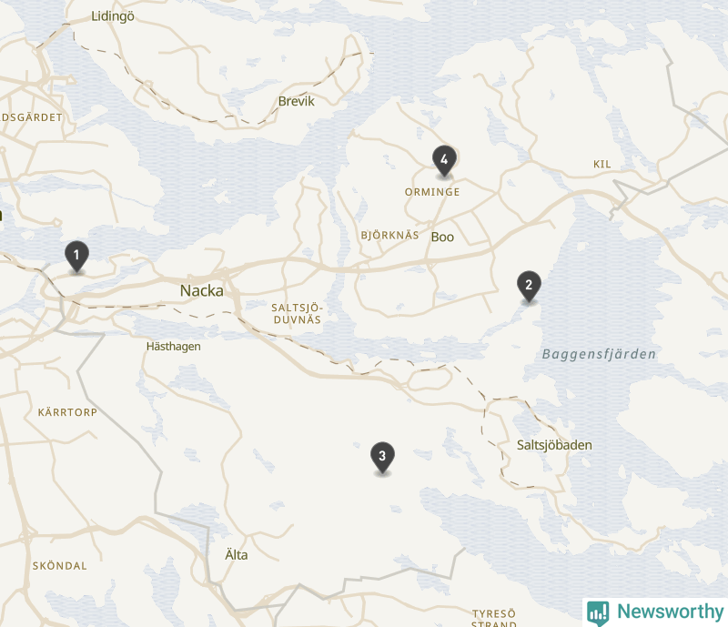 Karta över Nacka kommun