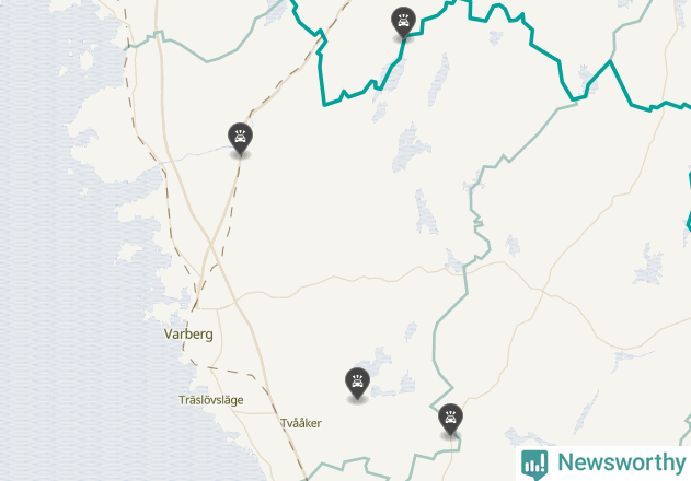 Karta över viltolyckor i Varbergs kommun