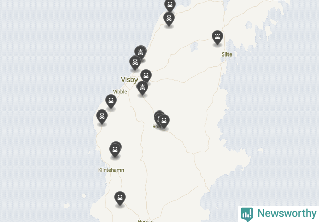 Karta över viltolyckor i Gotlands kommun