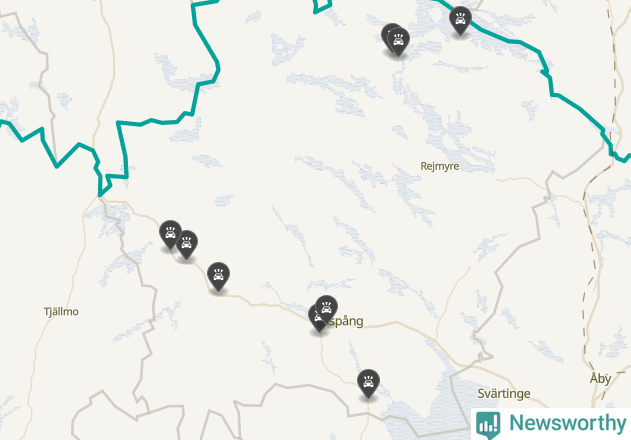 Karta över viltolyckor i Finspångs kommun