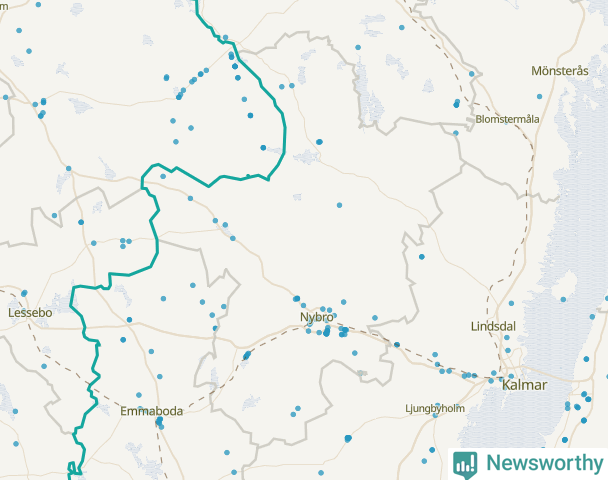 Karta över Nybro kommun