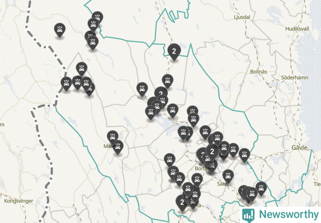 Karta över Dalarnas län