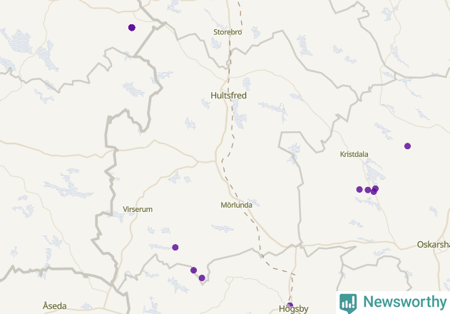 Karta över Hultsfreds kommun