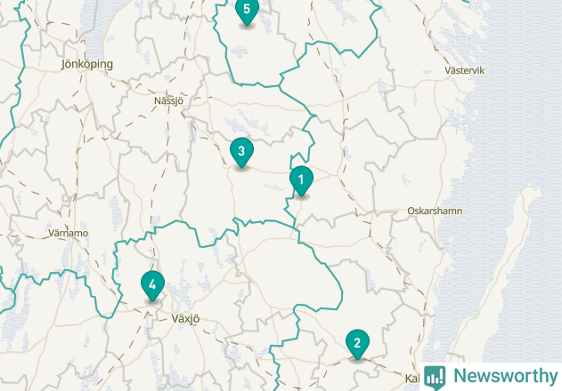Karta över Högsby kommun