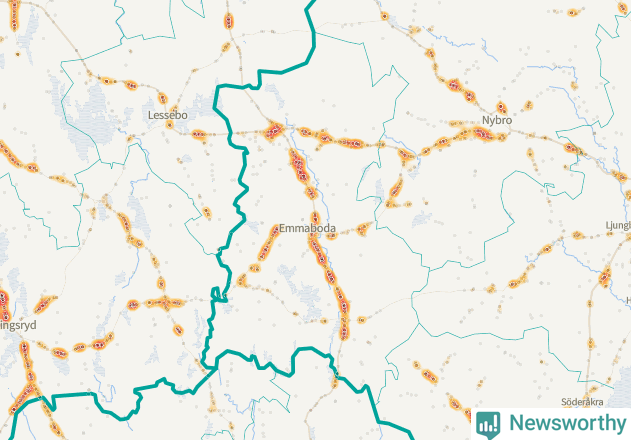 Karta över Emmaboda kommun