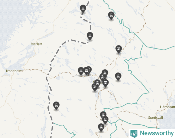 Karta över Jämtlands län