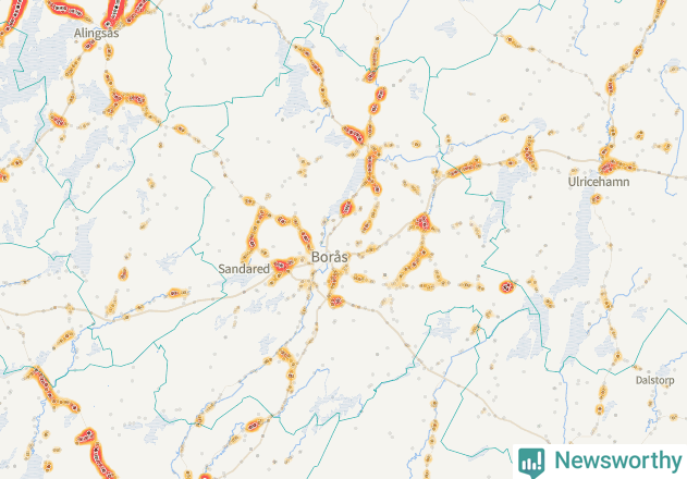 Karta över Borås kommun