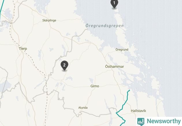 Karta över väderstationer i artikeln