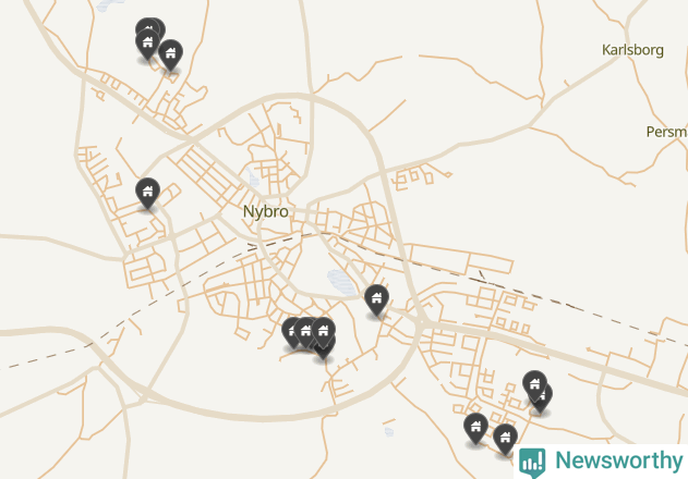 Karta över Nybro kommun
