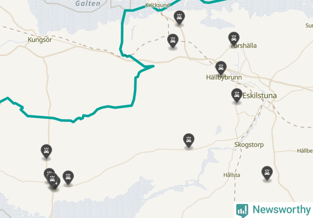 Karta över viltolyckor i Eskilstuna kommun